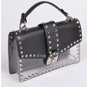 Studded Handbag with Pouch (Black)
